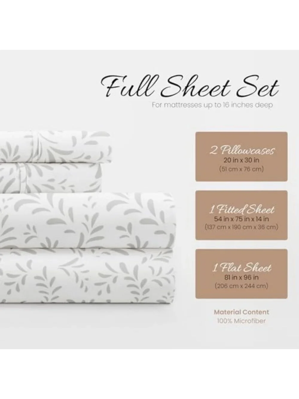 Ultra Soft Microfiber Full Sheet Set - 4 Piece, Deep Pocket, Wrinkle-Free